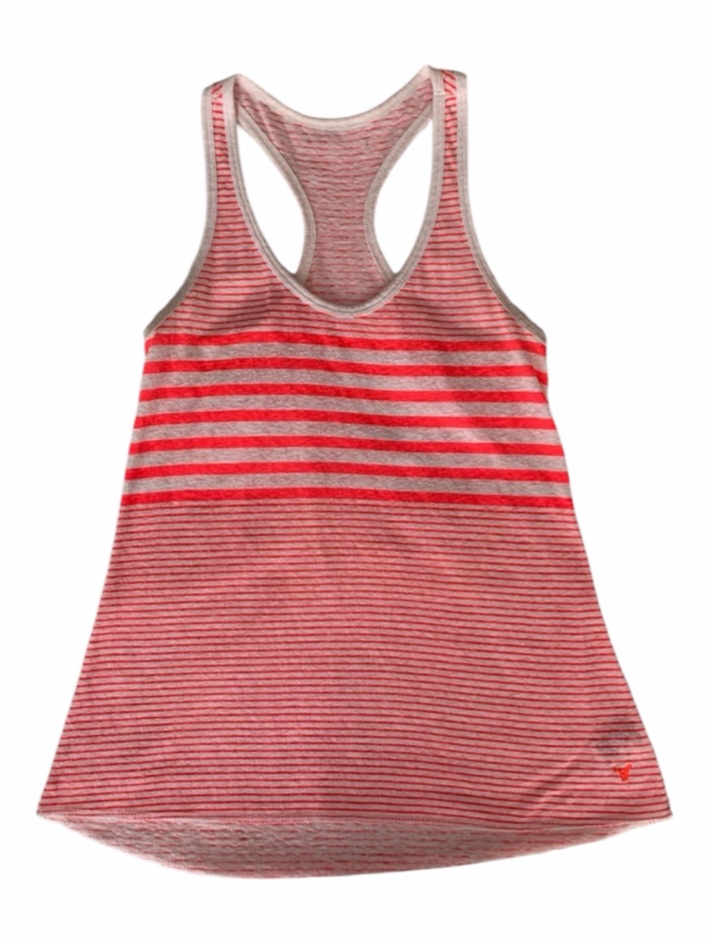 AEO Tank Top Stripes Racer Back Lightweight Neon Pink White Women's